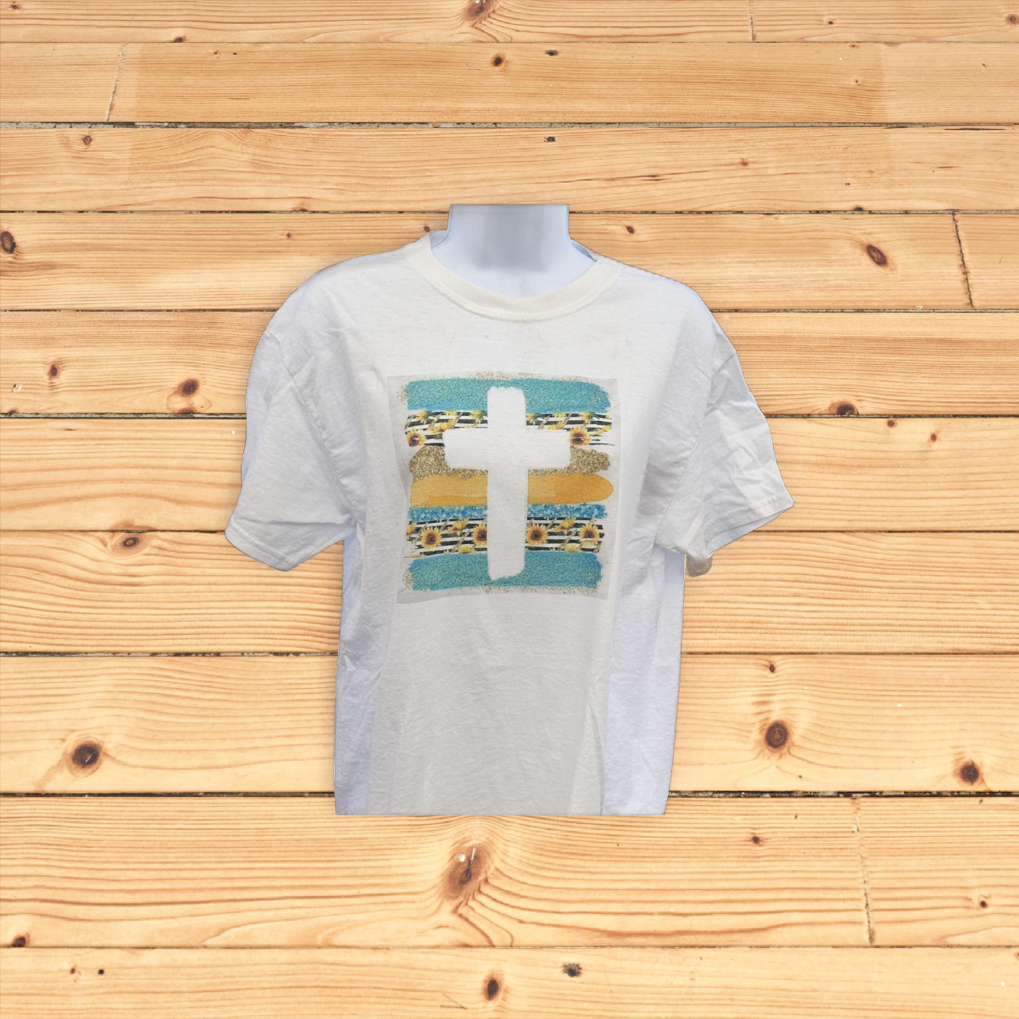 Cross with sunflowers shirt