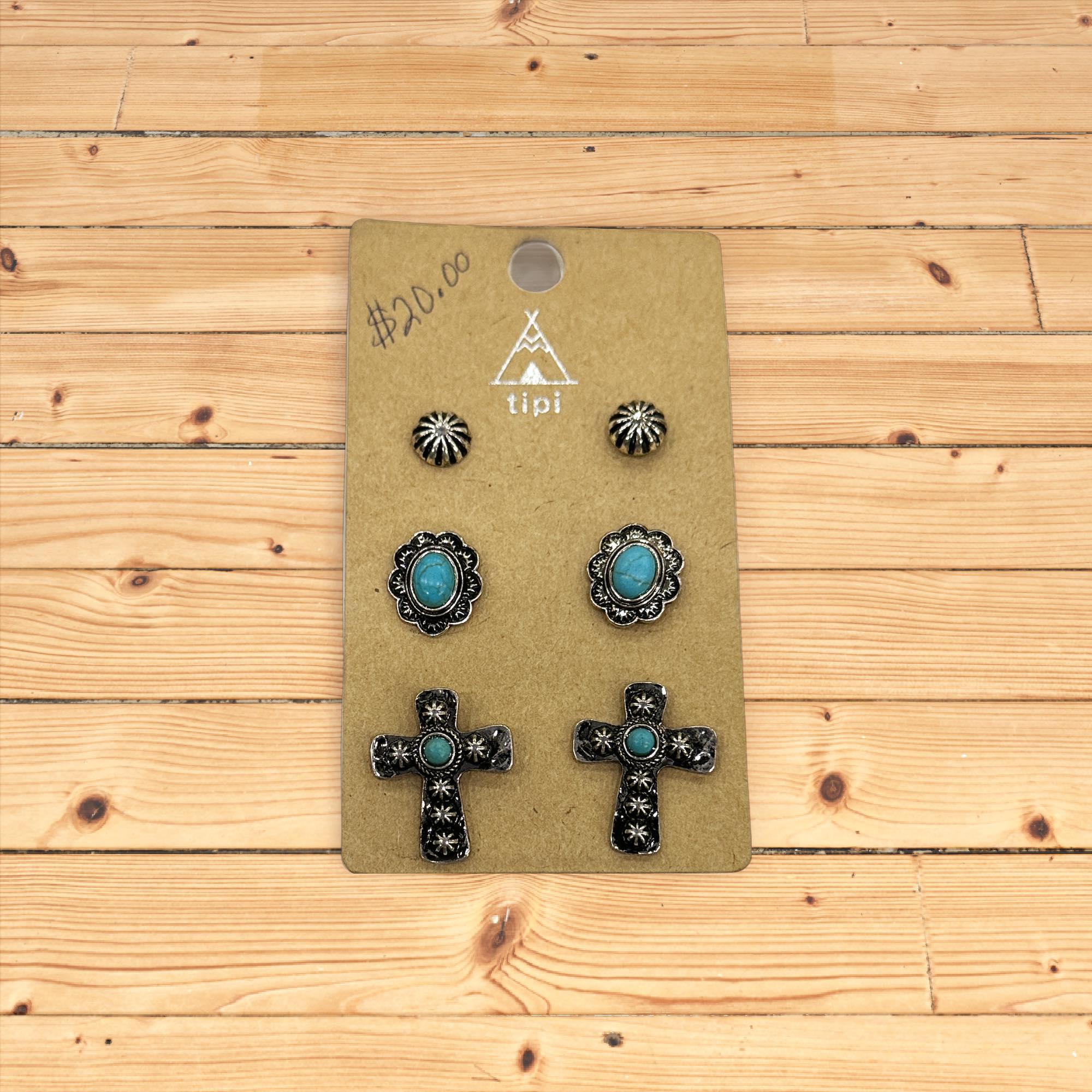 Set of 3 turquoise earrings