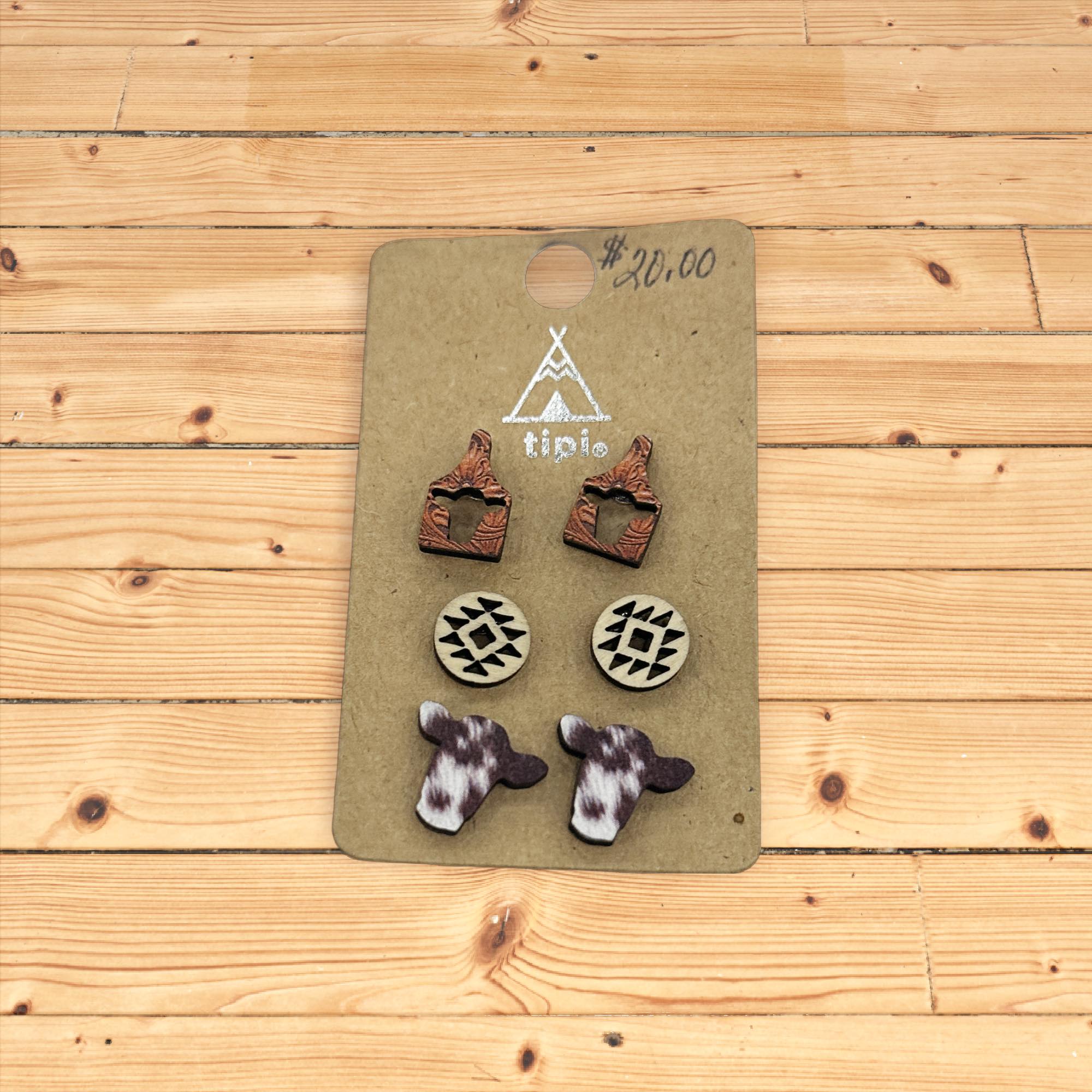 Set of 3 farm earrings