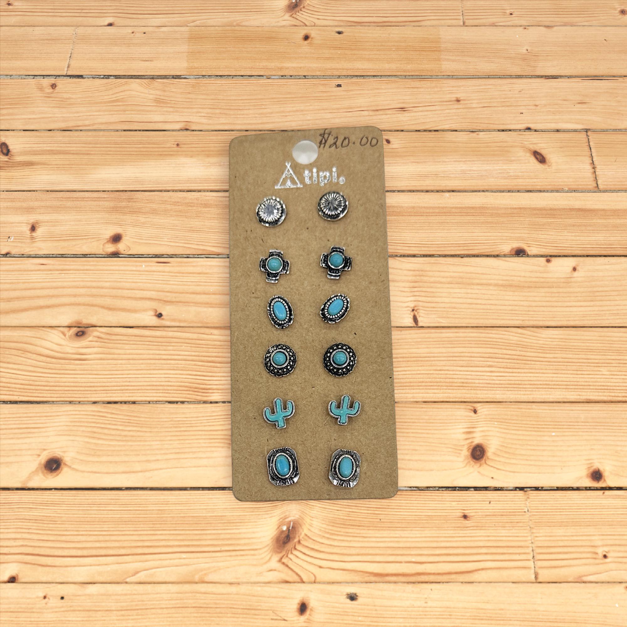 Set of 6 turquoise Earrings