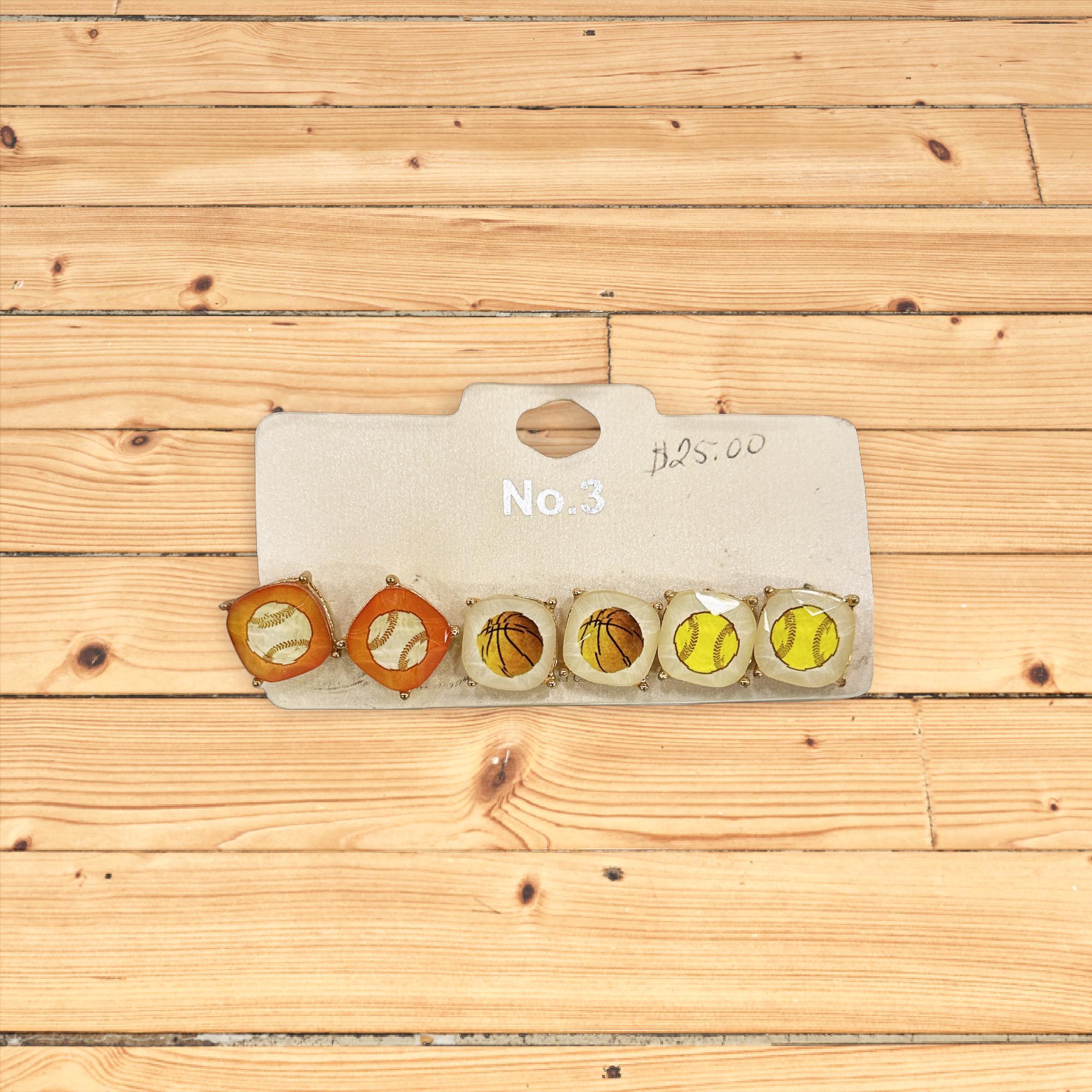 Set of 3 sports earrings