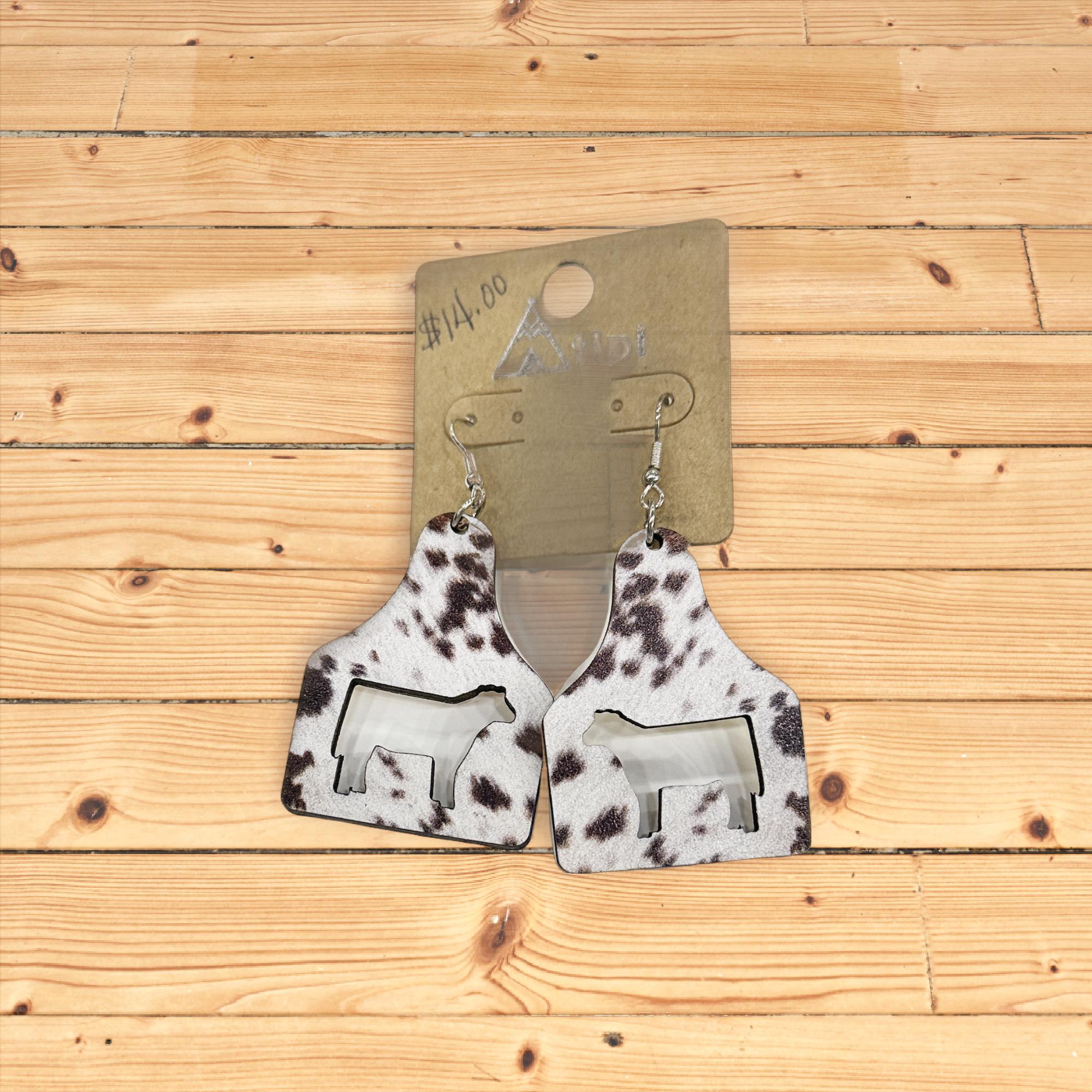 Cow tag earrings