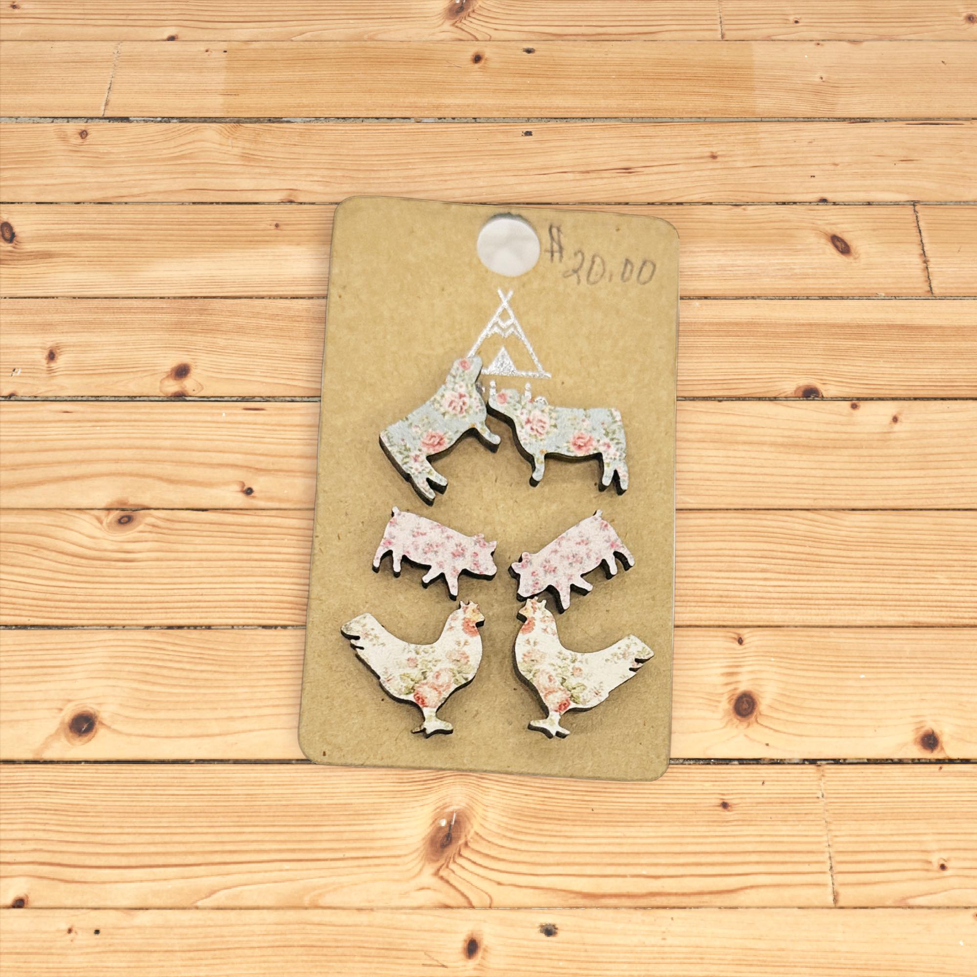 Set of 3 farm earrings