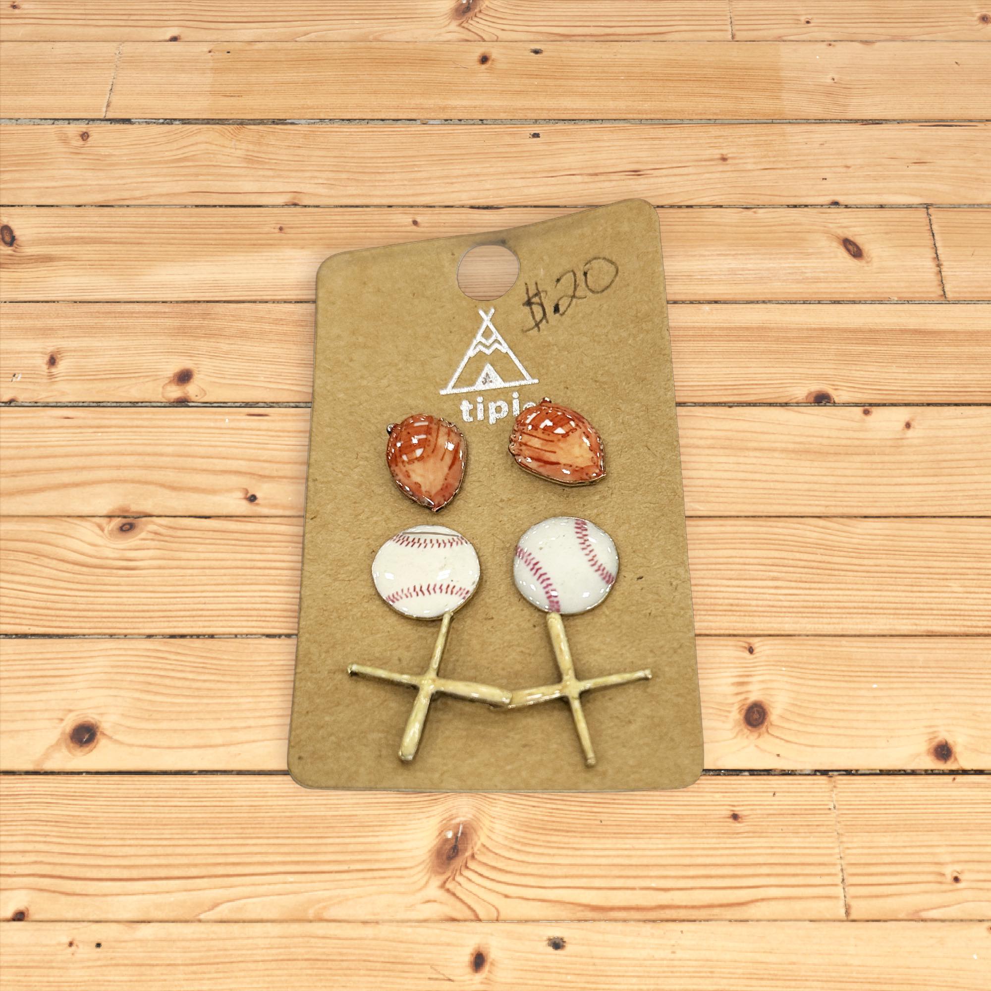 Set of 3 Baseball earrings