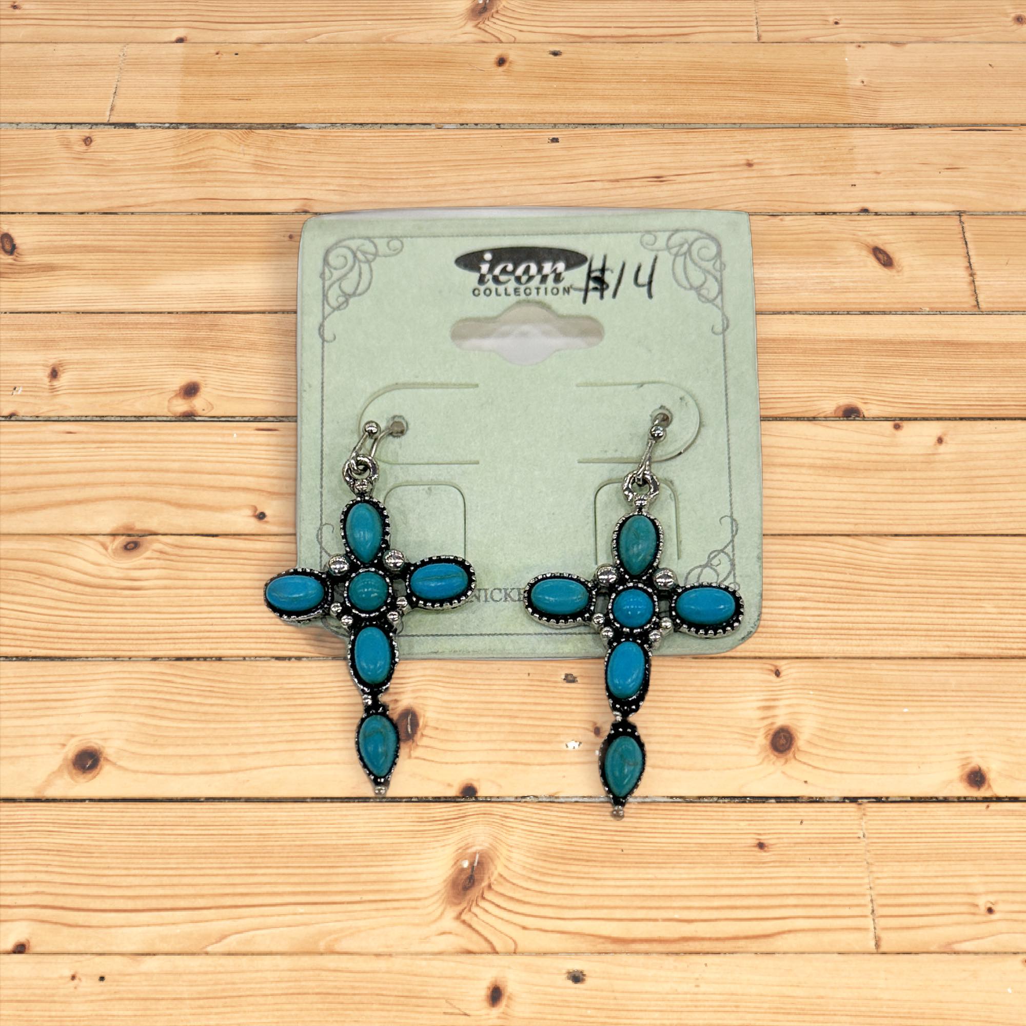 turquoise cross earrings