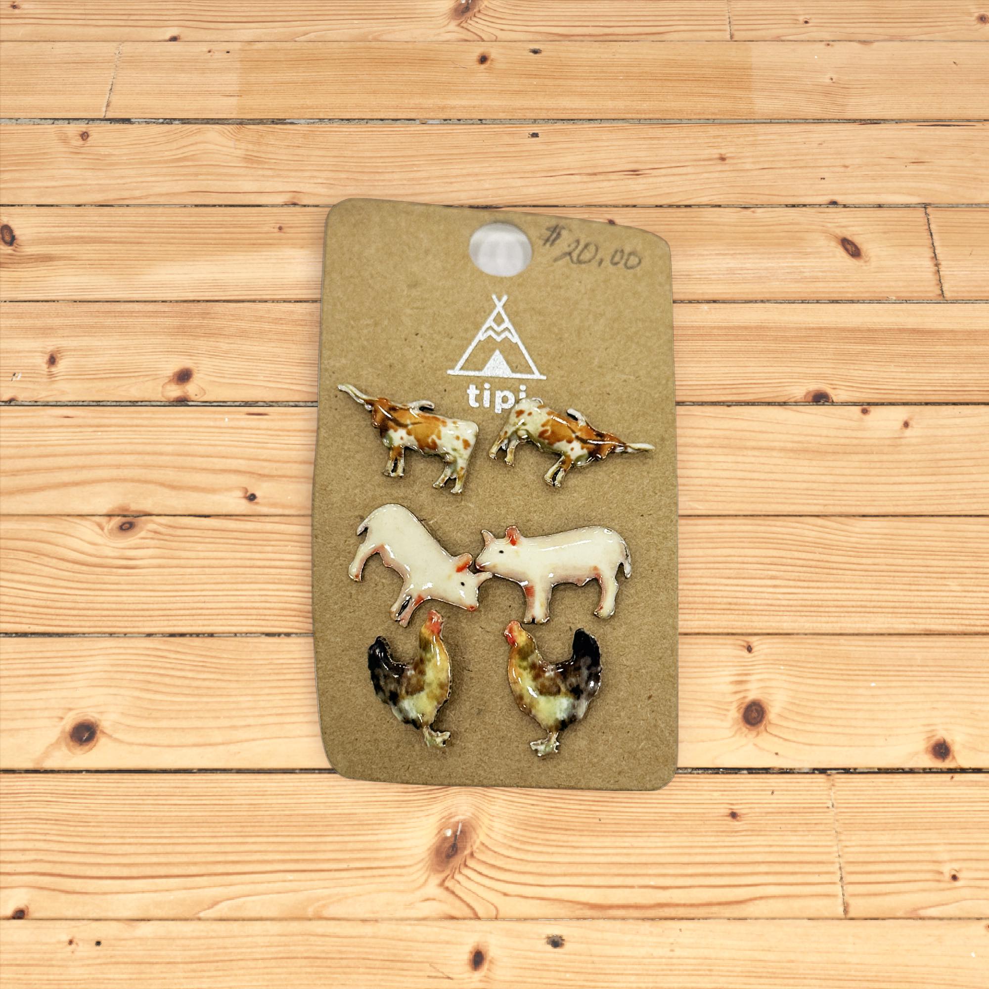 Set of 3 Farm animal earrings