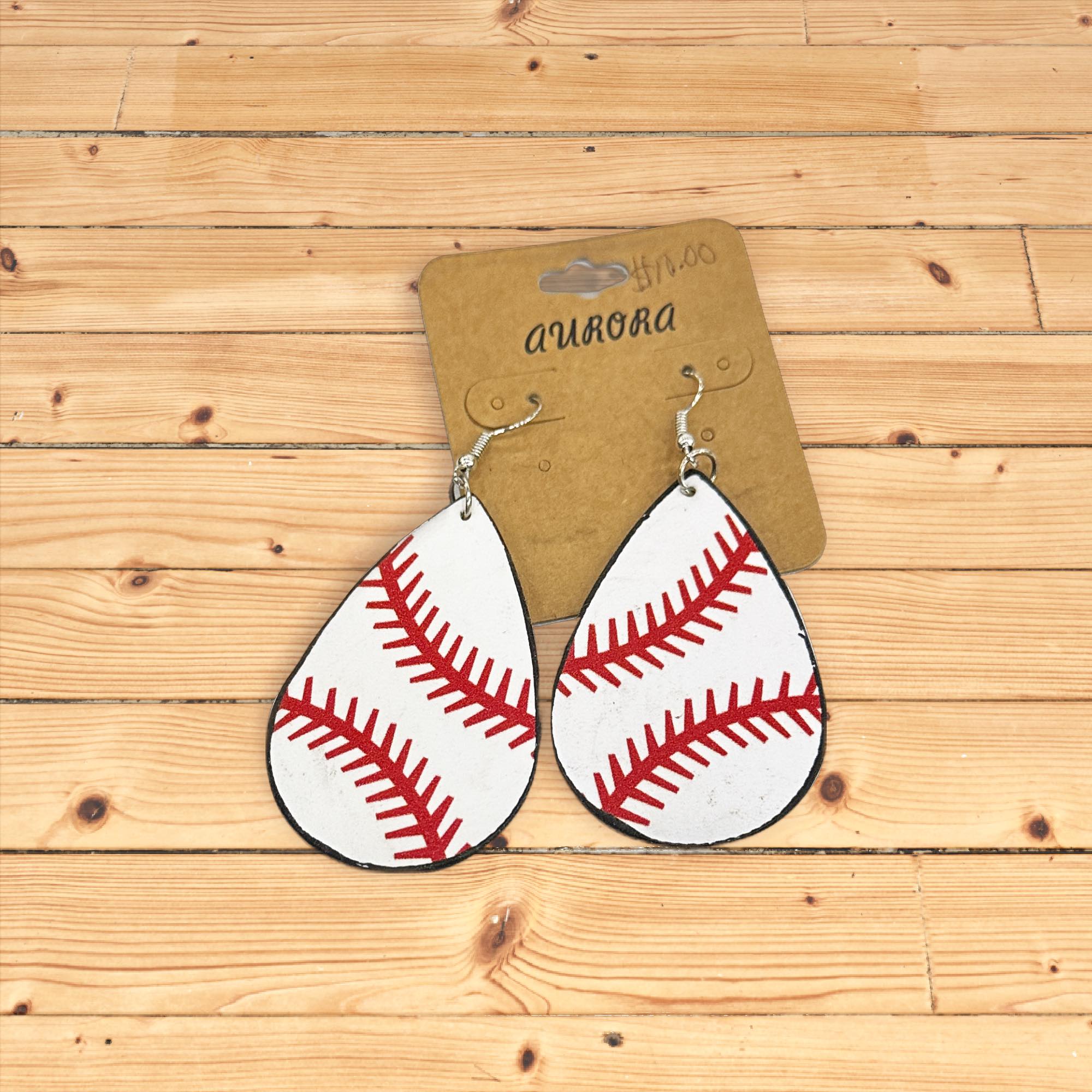 Baseball teardrop earrings