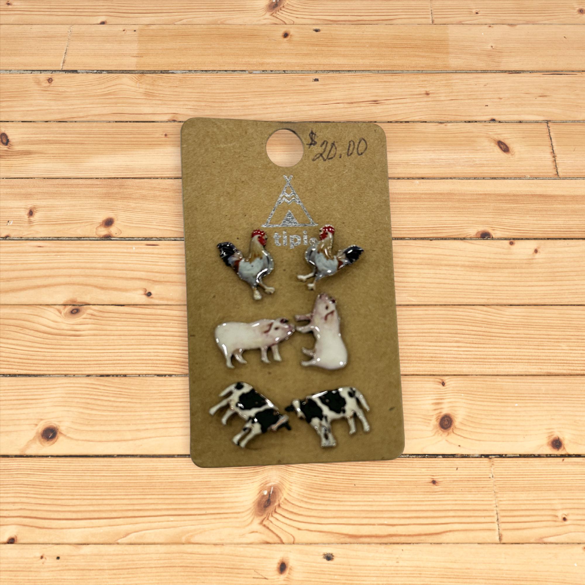 Set of 3 farm animal earrings