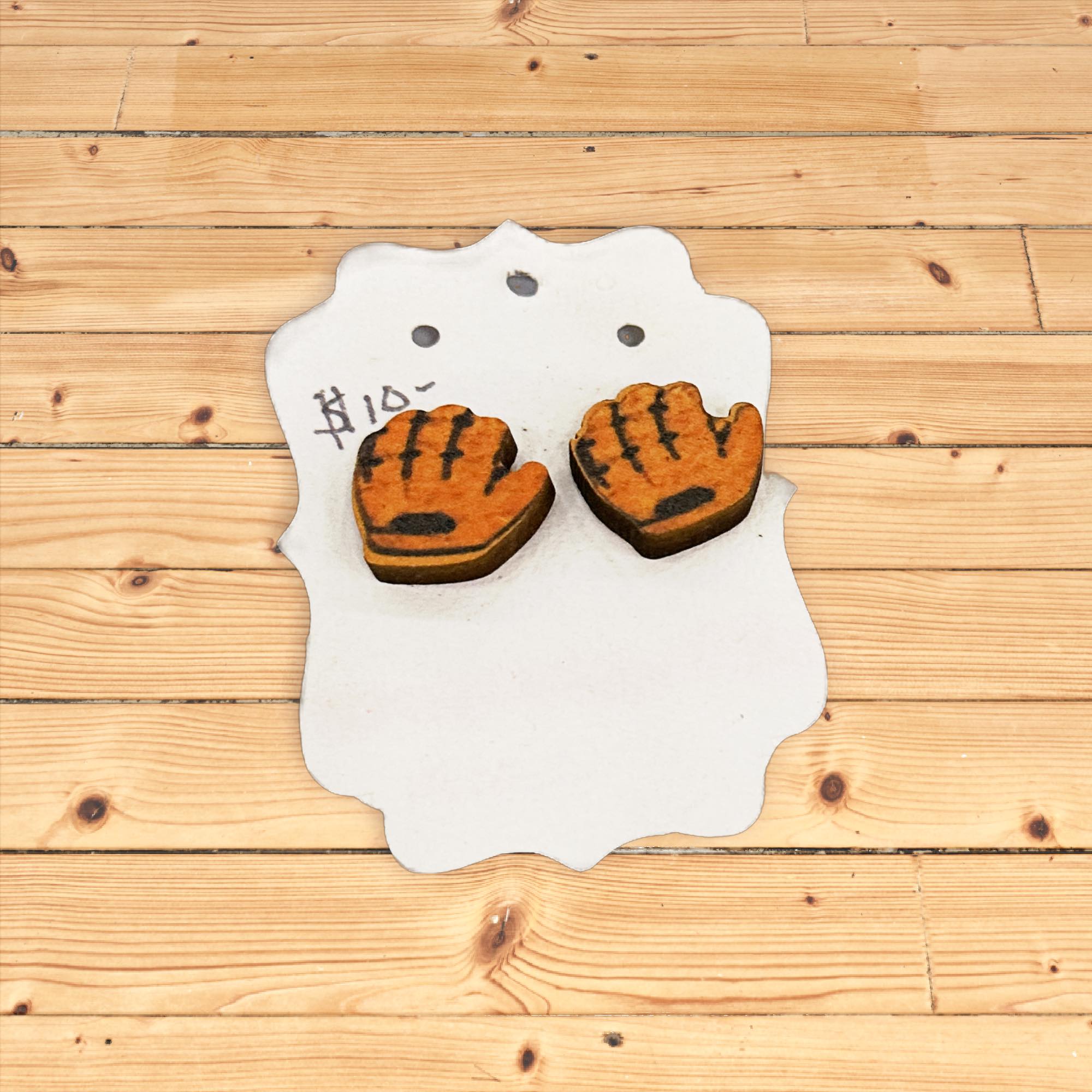 Baseball glove earrings