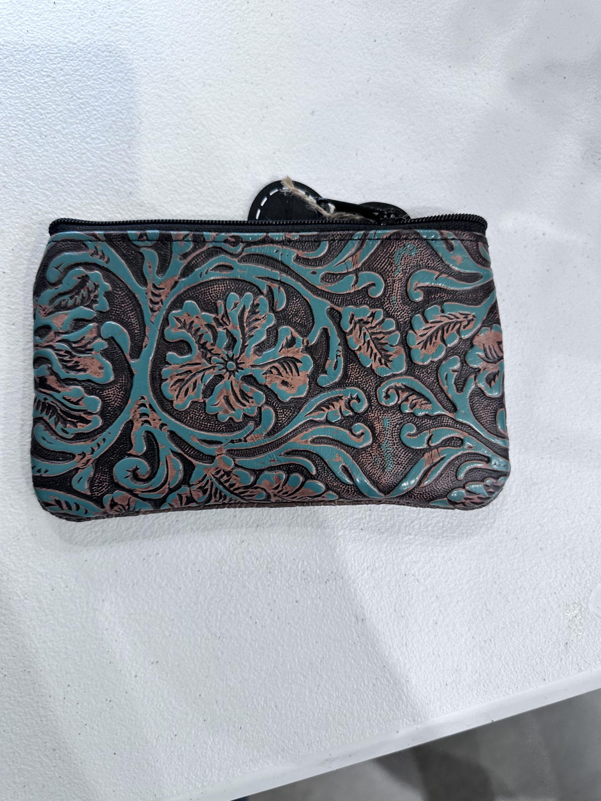 turquoise and leather coin purse