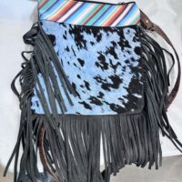 colorful crossbody purse with cowhide and fringe