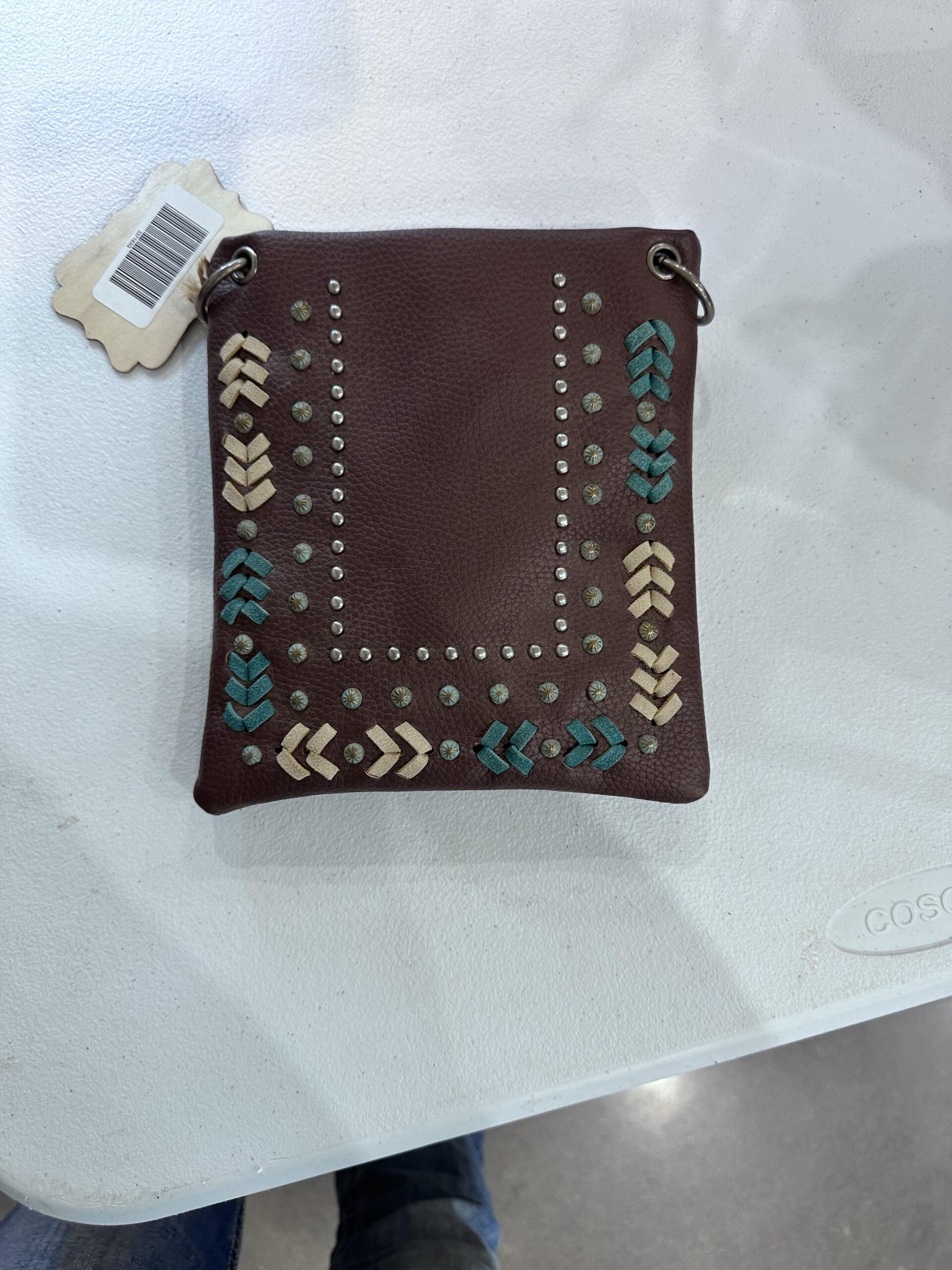 turquoise and leather crossbody purse** X