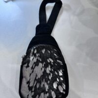 black and white cowhide leather crossbody purse