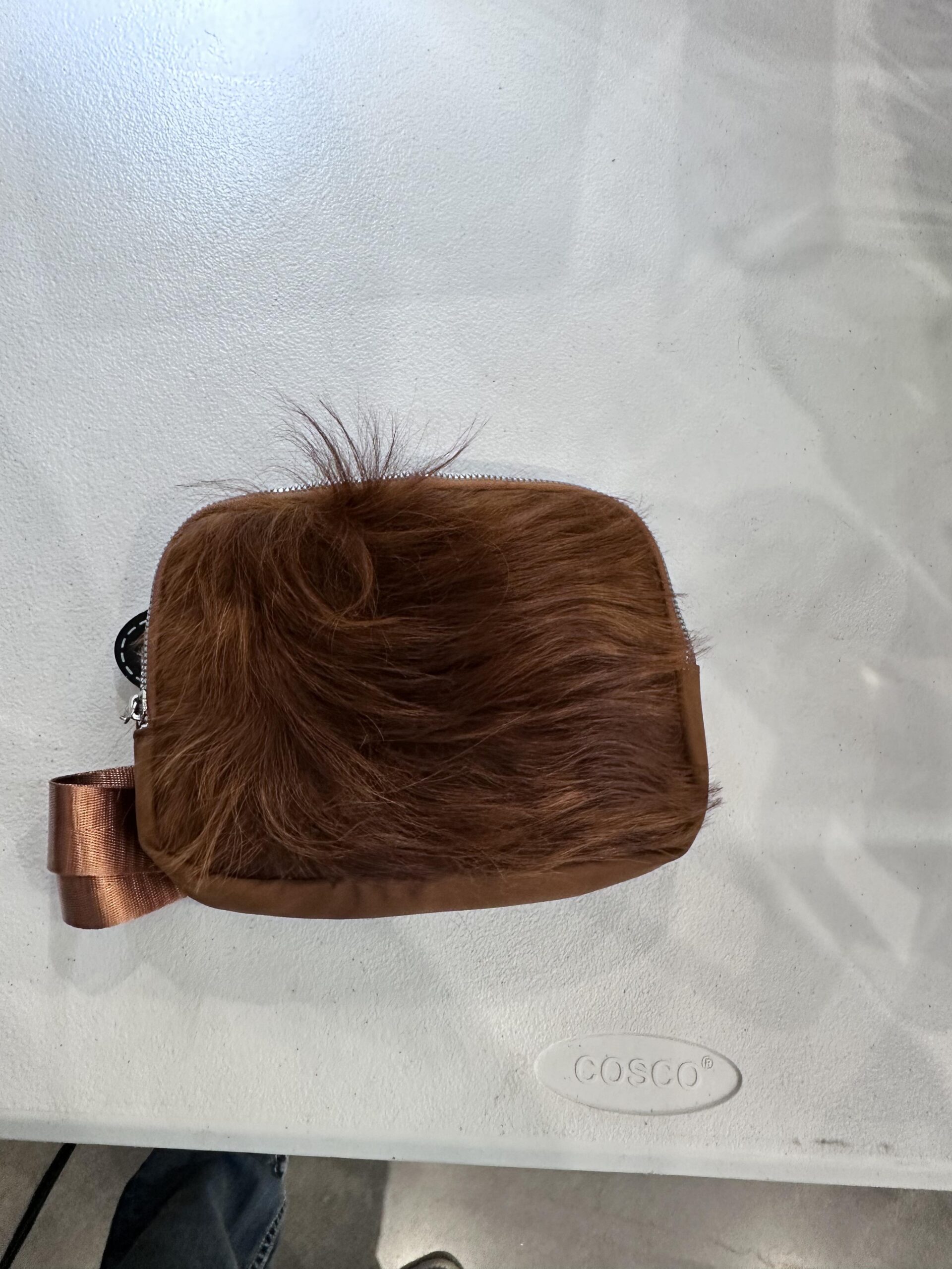 handmade genuine leather and fur crossbody purse