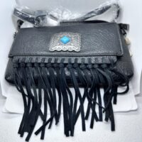 All black genuine leather purse