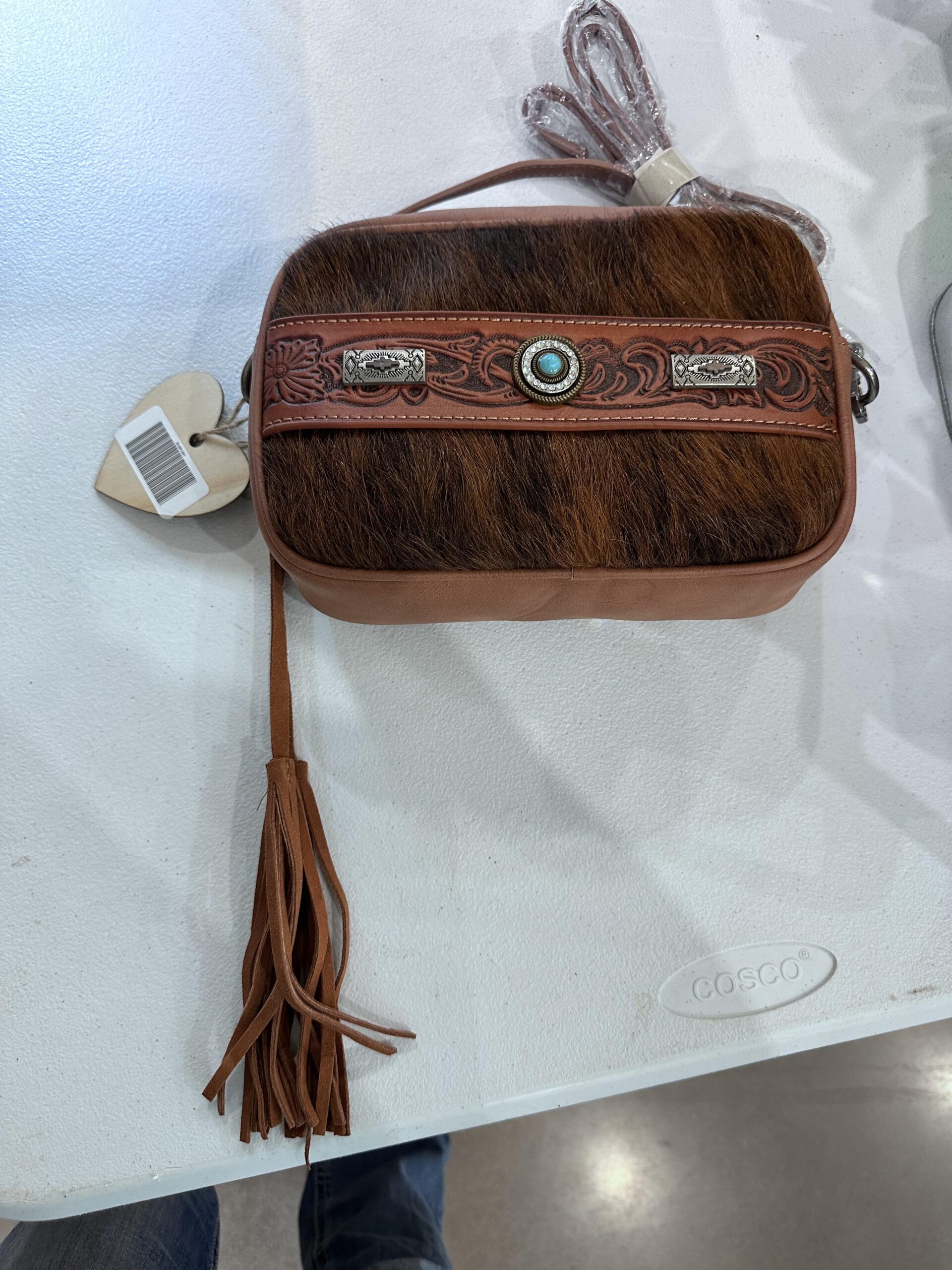 genuine leather and cowhide crossbody purse