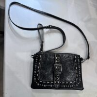 Black leather western crossbody purse
