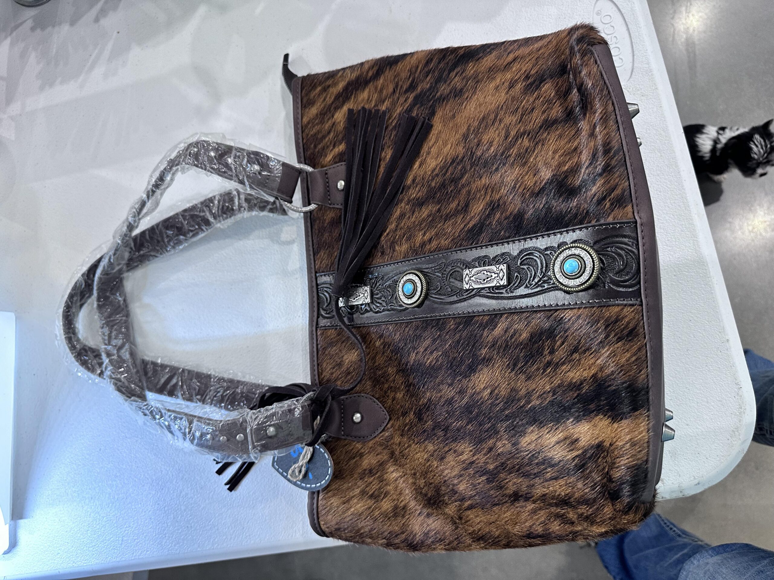 leather and cowhide purse