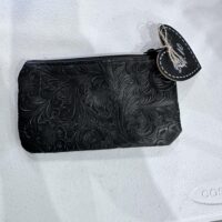 black & brown leather coin purse