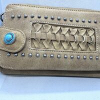 Tan Leather Cellphone Wallet
