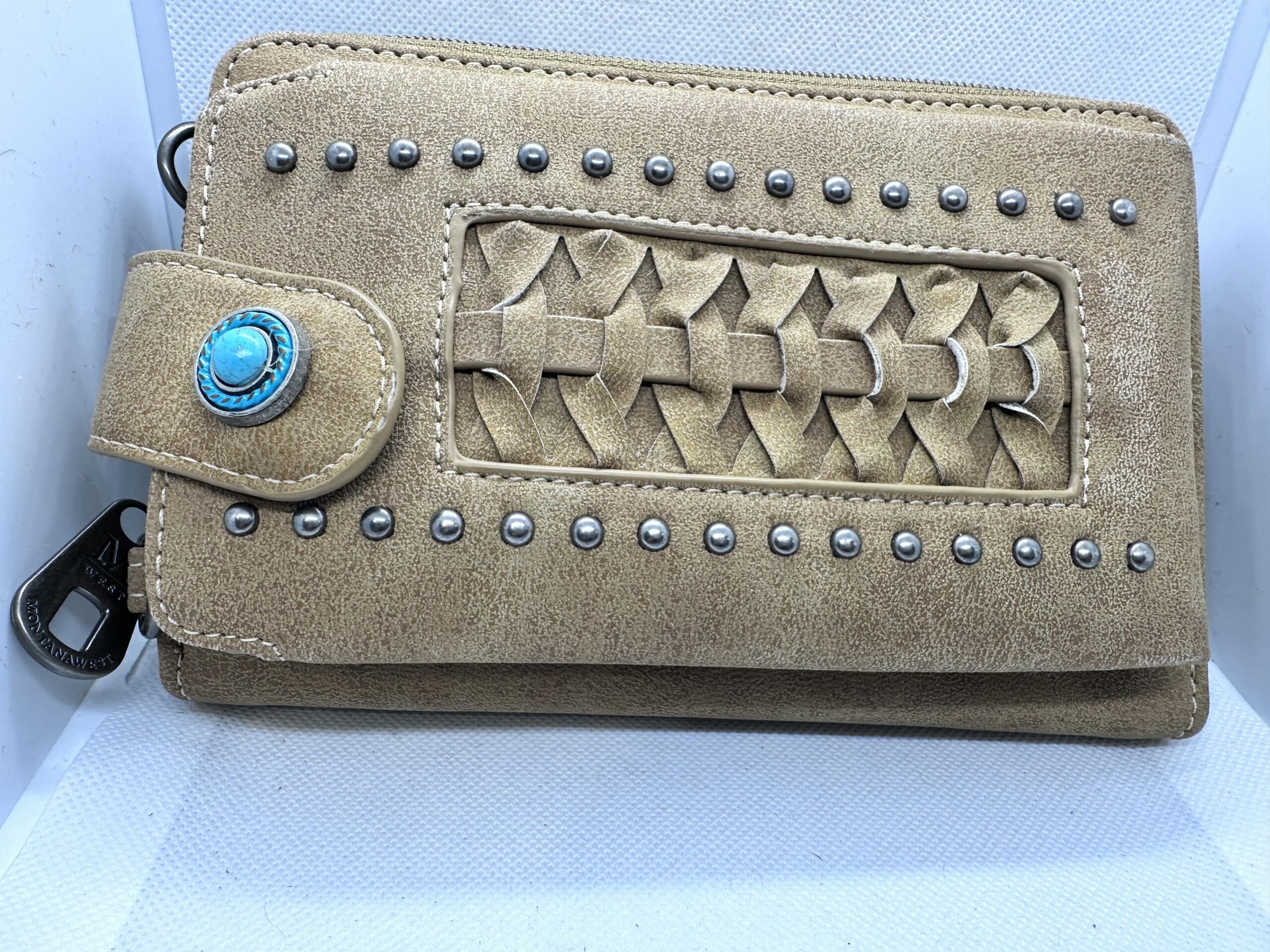 Tan Leather Cellphone Wallet