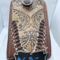 Burnt leather cellphone purse