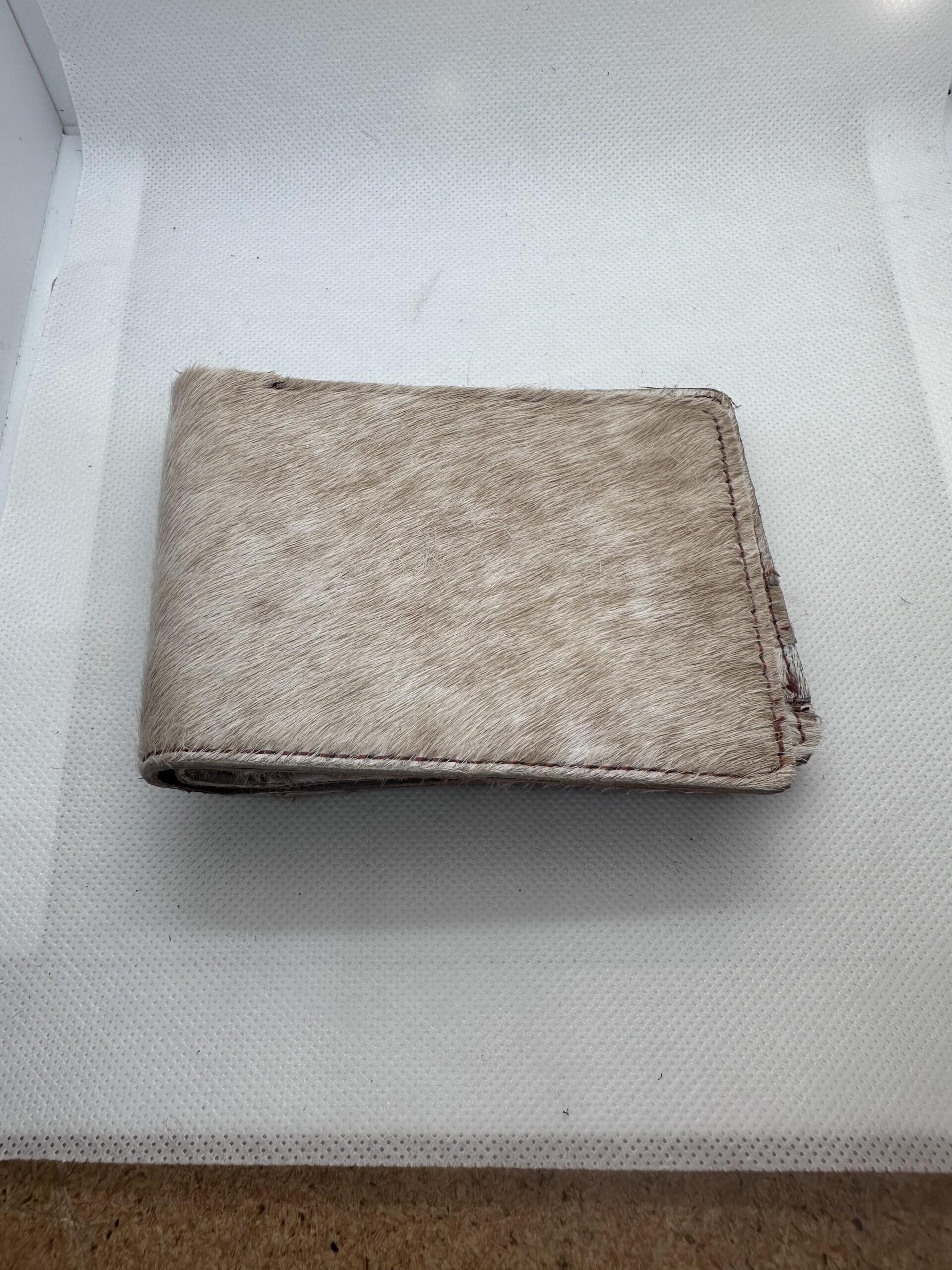 Bifold Cowhide Wallet - Light Brown and White