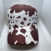 brown cowhide print hat