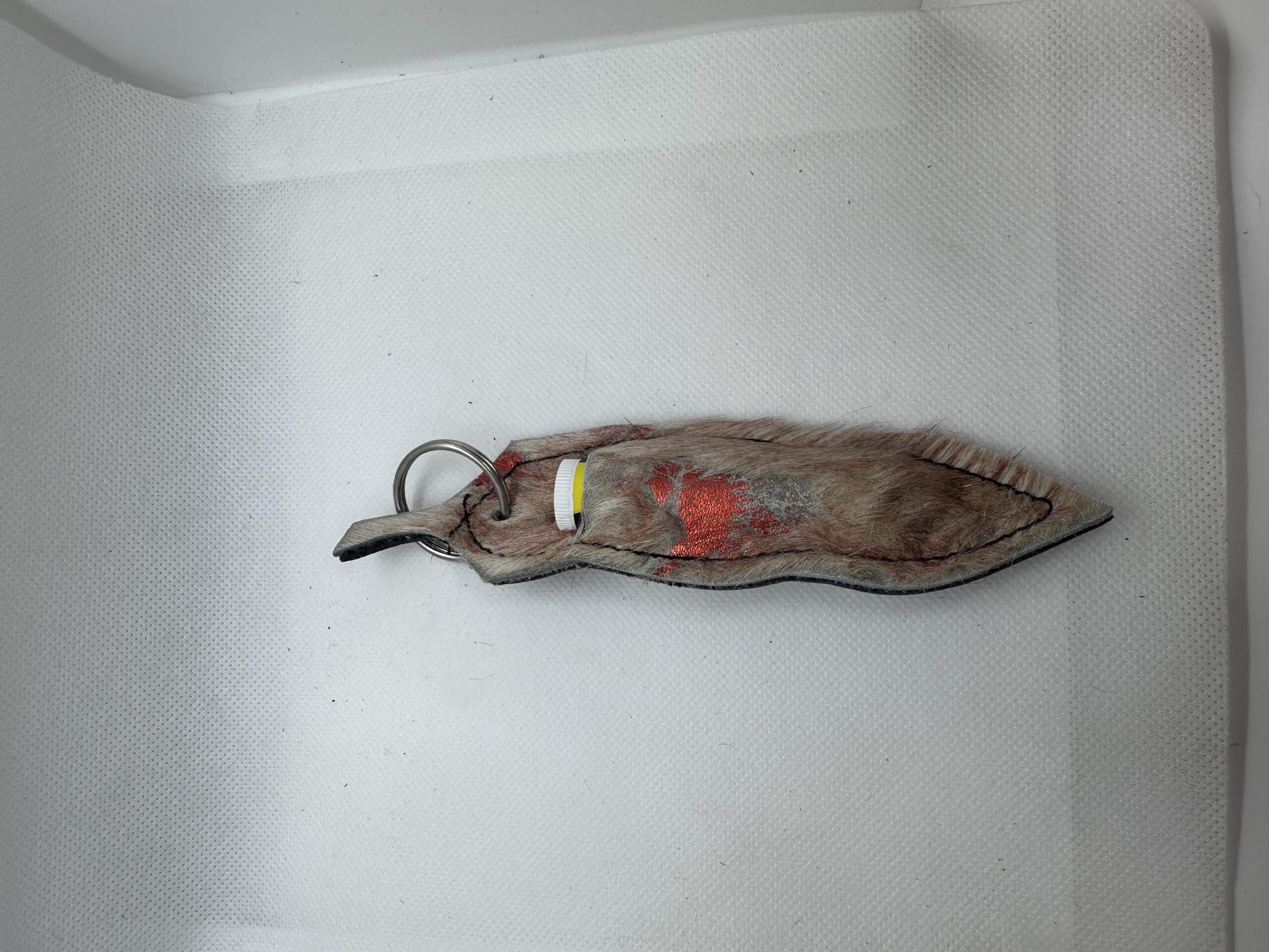 Cow hide chapstick holder keyring