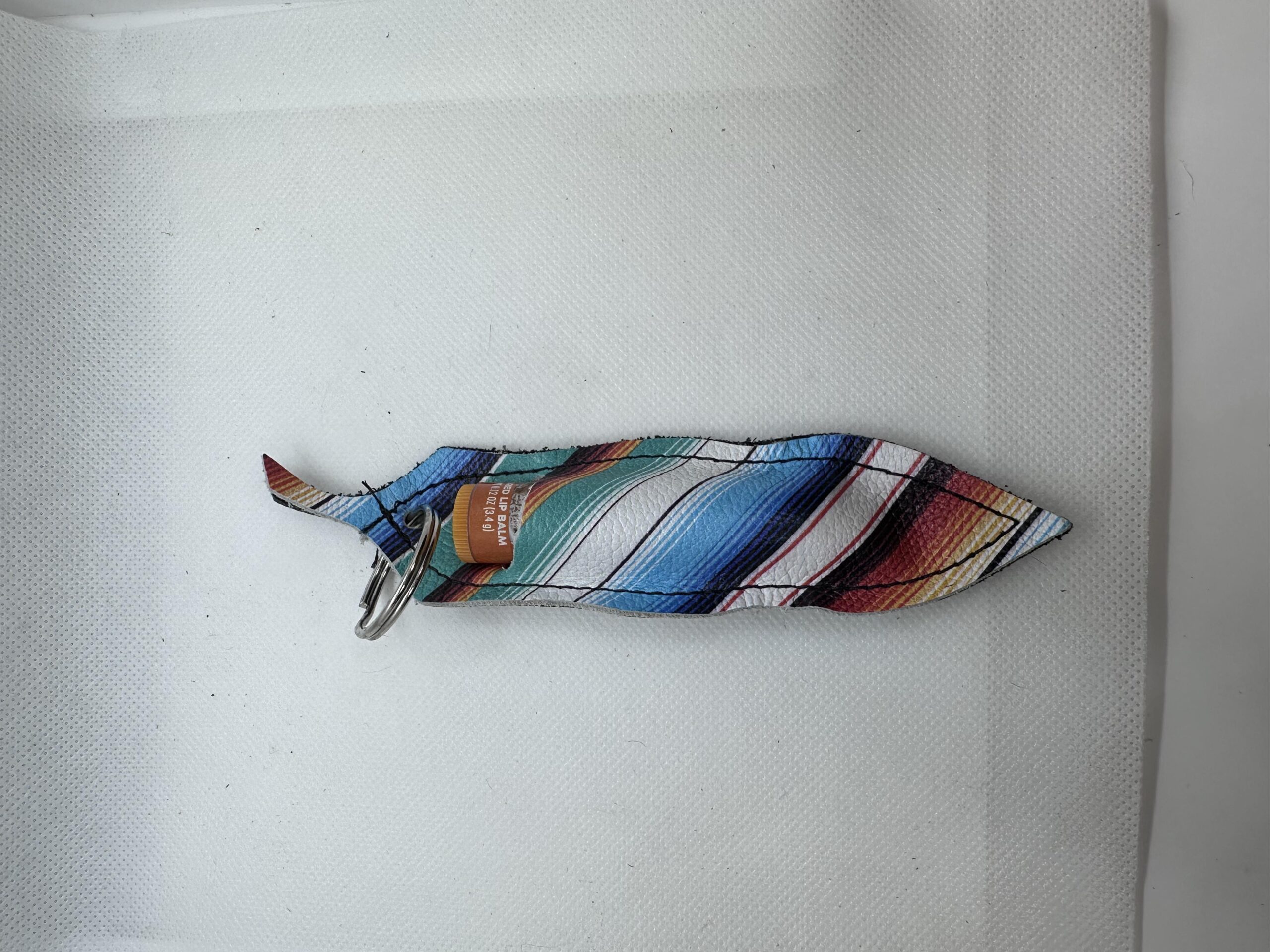 Cow hide chapstick holder keyring