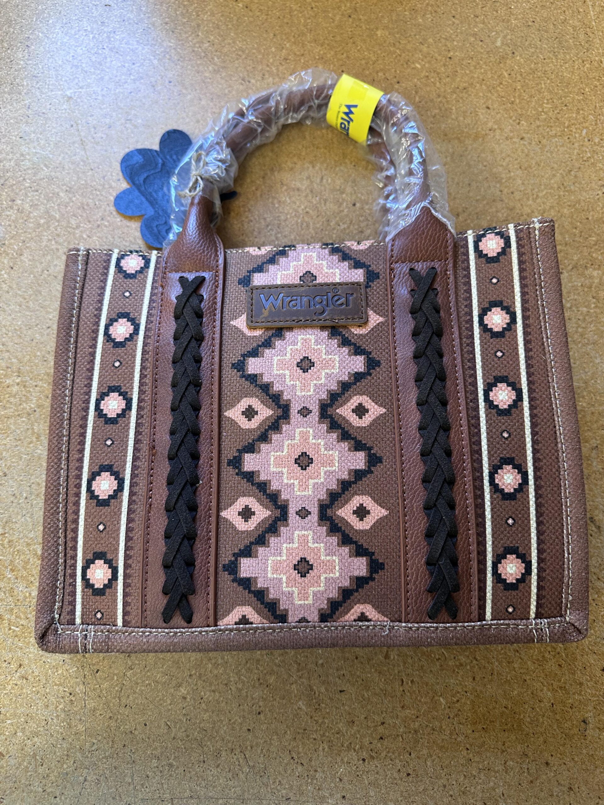 Small size pink and brown leather Wrangler purse