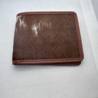 Bifold Cowhide Wallet - Caramel Brown and White